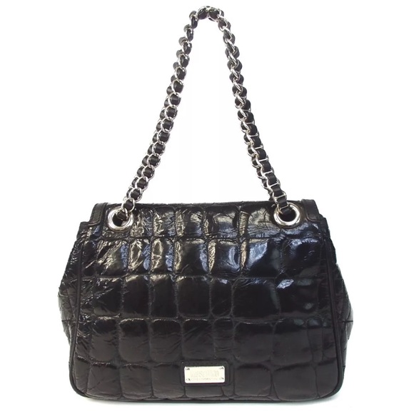 Moschino Classic Black Embossed Leather Chain Shoulder bag - Picture 3 of 11